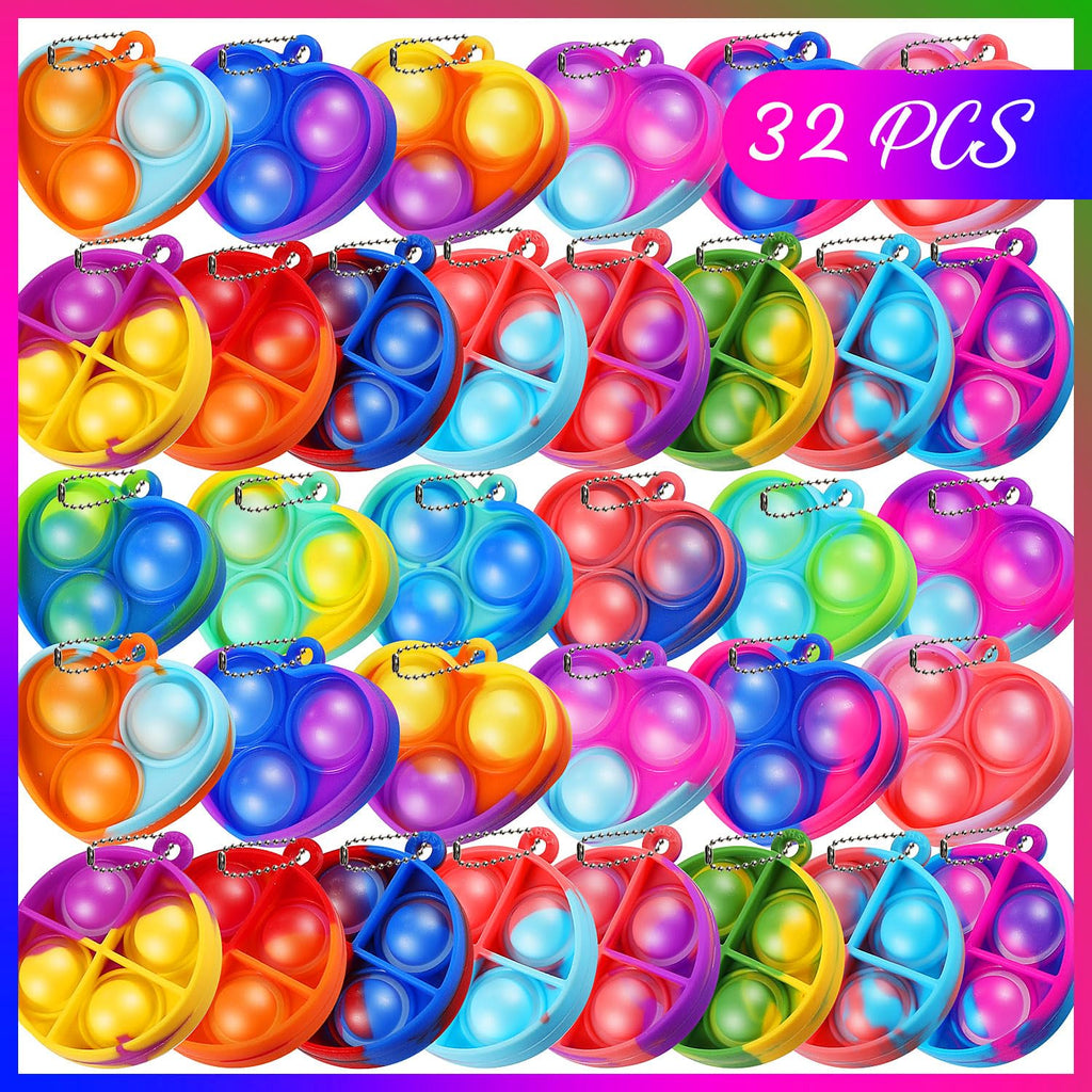 Sensory Pop It Fidget Keychains 32-Pack